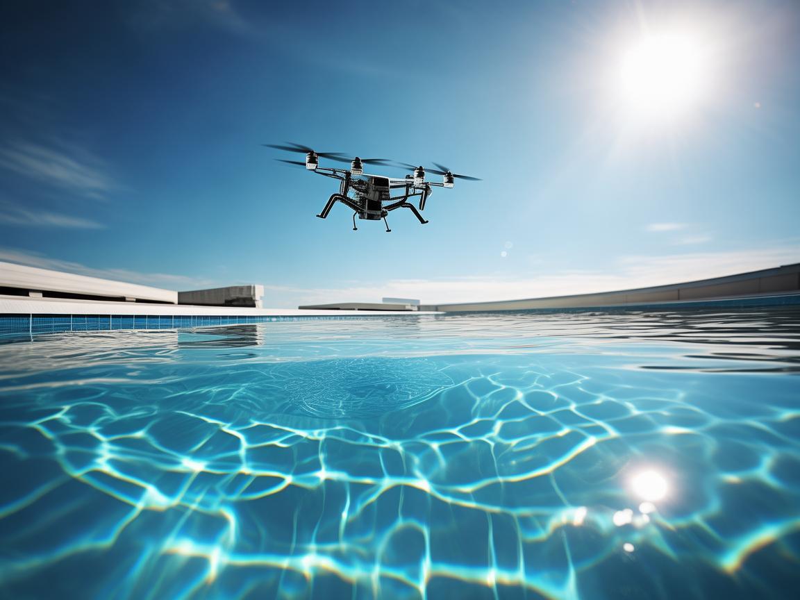 游泳池上空的无人机飞行探秘