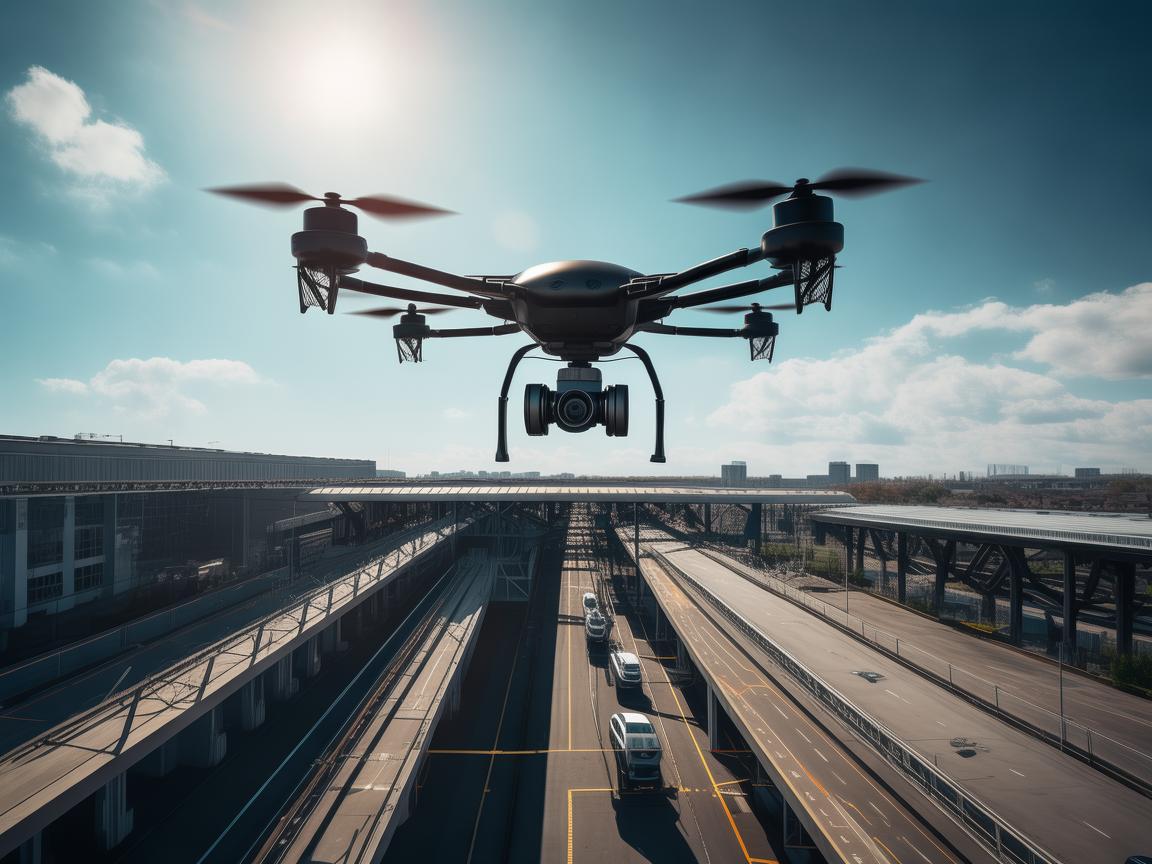 汽车站上空的无人机飞行探秘